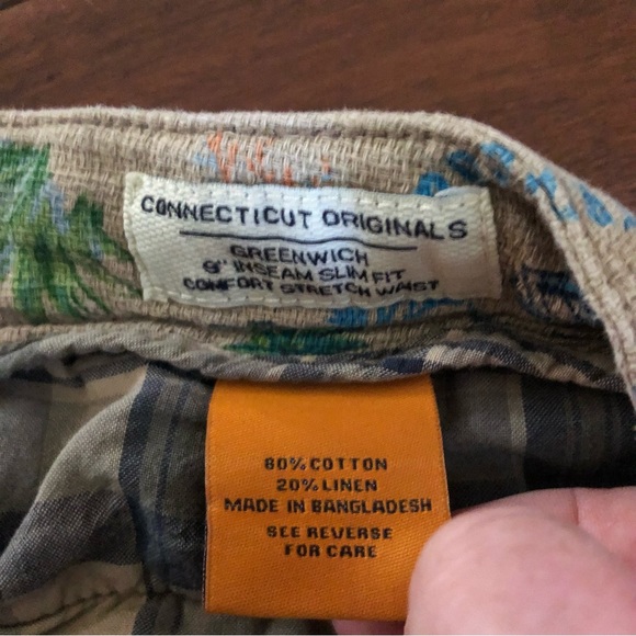 Linen Tropical Paradise Hawaiian Print Tan Khaki Shorts size 32 Pristine EUC 32 - Picture 5 of 6